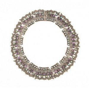 Stunning Mexico MR-39 Silver Amethyst & Turquoise Necklace and Bracelet Set